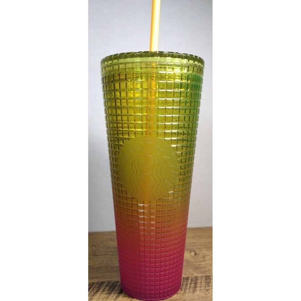 Starbucks Tumblr Summer Ombre Lemon Yellow Pink Studded Venti 24oz Lemonade